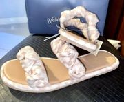 NIB  Knotted Women’s Sandals/Double Straps Open Toe Slide On/Tan