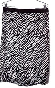 bebe zebra animal print silk bubble skirt women's medium black knee length y2k