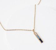 Vince Camuto Blue White Ombre Rectangle Pendant CZ Gold Plated Women's Necklace