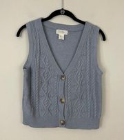 Jessica Simpson | Light Blue Cableknit Button Front Sweater Vest Size Large