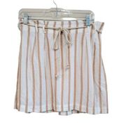 American Eagle Linen Blend Paperbag Rope Belted Striped Mini Skirt Size Medium