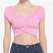 Hot Topic:  Pink Tie Back Crop Girls Tee - Junior’s S