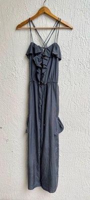 Cynthia Steffe gray silk ruffle jumpsuit size 2