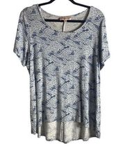 Philosophy Size 2X T-Shirt Blue Pasily Print Scoop Neck Soft Jersey Knit Stretch