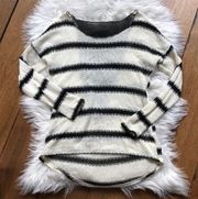 Striped Sweater W Sheer Back Cutout
