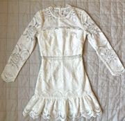 NWT Two Sisters White Lace Long Sleeve Mini Dress - 4