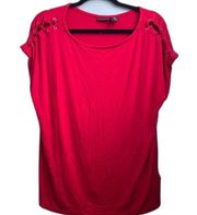 Tahari Red Blouse Size Large