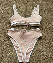 Light Pink Bikini Set High Waisted