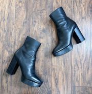 ASH • Amazon Platform Boots black leather ankle bootie block heel zip