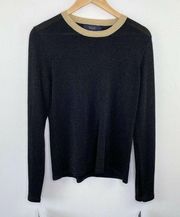 Rachel Roy Black Gold Metallic Ringer Sweater Women's Size Extra Large XL