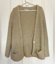 Vintage Joan Harper Tan Knit Cardigan - size L