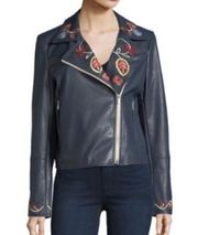 Bagatelle Embroidered Faux-Leather Biker Jacket