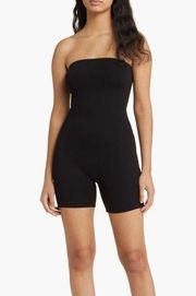 NWOT Size S Meant Tu-Be Strapless Romper In Black Crepe Stretch