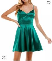 Green Satin Prom / Bridesmaid Dress