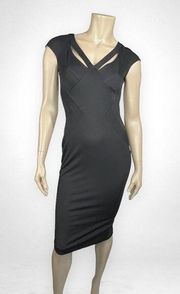 ZAC ZAC POSEN Joni V-Neck Cutout Cap-Sleeve Cocktail Black Dress 4