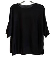 Black Boxy Sheer Short Sleeve Blouse Top Size Medium