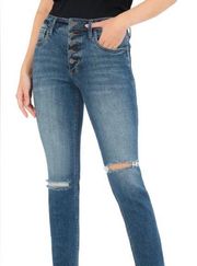 KUT from the Kloth Rachael High Rise Fab Ab Ankle Mom distressed Button Fly Jean