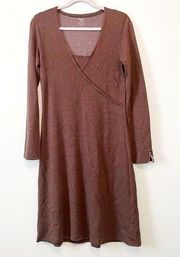 Horny Toad Dress Medium Brown Tomboy Faux Wrap Dress Sz M GUC Athleisure