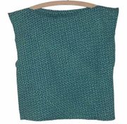 HANDMADE WOVEN PATTERN ETHICAL BOXY GREEN COTTAGE CORE CROPPED SLEEVELESS SHIRT