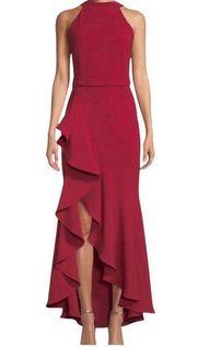 Shoshana Kaori High-Low Cascading Ruffle Gown in Mulberry, Size 10 NWT