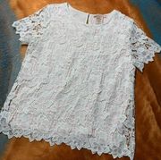 Philosophy  Lace Overlay White top medium