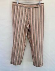 Per Se Women's Multicolor Striped Ankle Length Flat Front Dress Pants Size 10