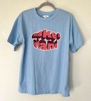 Bp “Make a Stand” Graphic Tee T-shirt SMALL Oversized Blue Short Sleeve
