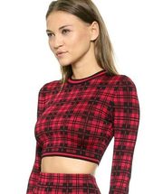 Torn by Ronny Kobo | Oli Long Sleeve Crop Top in London Plaid