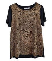 LOGO Lori Goldstein Cheetah Print Scoop Neck Short Sleeve T-Shirt Top Size Small