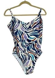 Summersalt The Marina Watercolor Zebra Striped One Piece Swimsuit Size 12