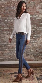 NWT ECRU Los Feliz pocket/ Leather Striped jeans