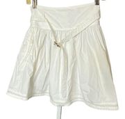 Burberry London Women's Size 4 Round A Line Tie Skirt White Lightweight Casual