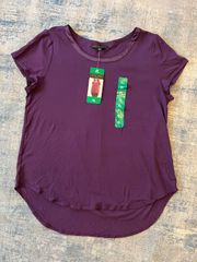 Joan Vass Satin Collar Tee Purple XL