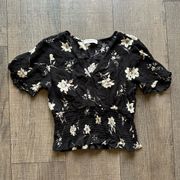 Paper crane cropped floral top