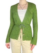 Vintage Y2k satin grosgrain ribbon knitted wool blend cardigan