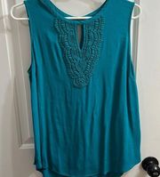 Grace Elements Turquoise Tank with Lace Yoke