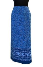 JM Collection Maxi Blue Floral Skirt Size 16