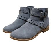 American Eagle Ankle Boots Womens 9.5 Gray Faux Suede Buckles Side Zip Strappy​​