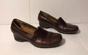 I Love comfort Blair leather brown slip on wedge loafer shoes women size 9 M