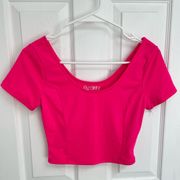 DECREE Hot Pink Scoop Neck Short Sleeve Cropped Top Women’s Size S