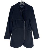 French Connection Tulip Asymmetical Hem Wool Jacket Coat Black Size XS