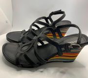 Unlisted Multi Color Stripe Sandal Wedge