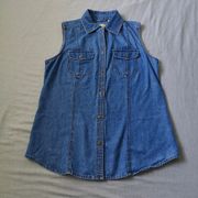 Vtg C.E. Schmidt Workwear Chambray Denim Sleeveless Blouse