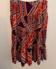 Multicolored Aztec Tiered Midi Skirt Sz L NEW