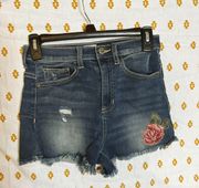 Boutique High Waisted Rose Embroidered Shorts