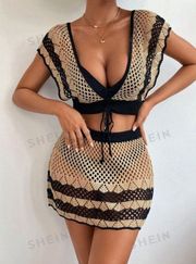 skirt set Black and brown cover up