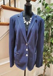 Bloomingdale's Basler Women Blue Polyester Long Sleeve Single Breasted Blazer 52
