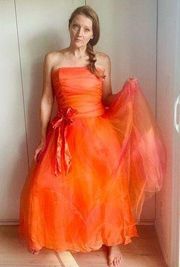 Gunne Sax Dress Party prom Tea Length Orange NWT Size Medium