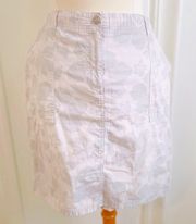 Tommy Hilfiger Mini Skirt Women's 8 Med Gray Floral Cotton Twill Pockets Preppy