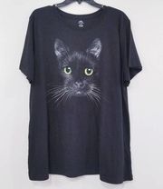 Cat Print Black T-Shirt